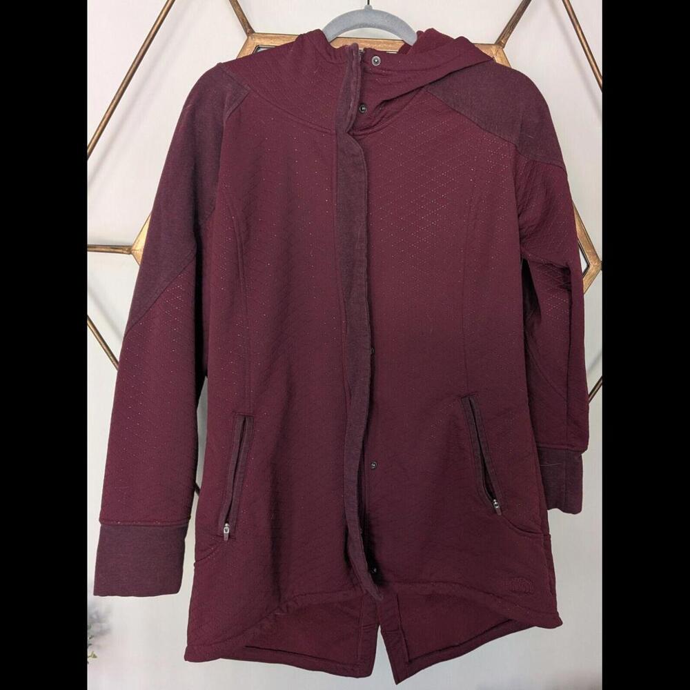 The North Face Deep Garnet Red Heather Recover Up Jacket Hoodie Size L